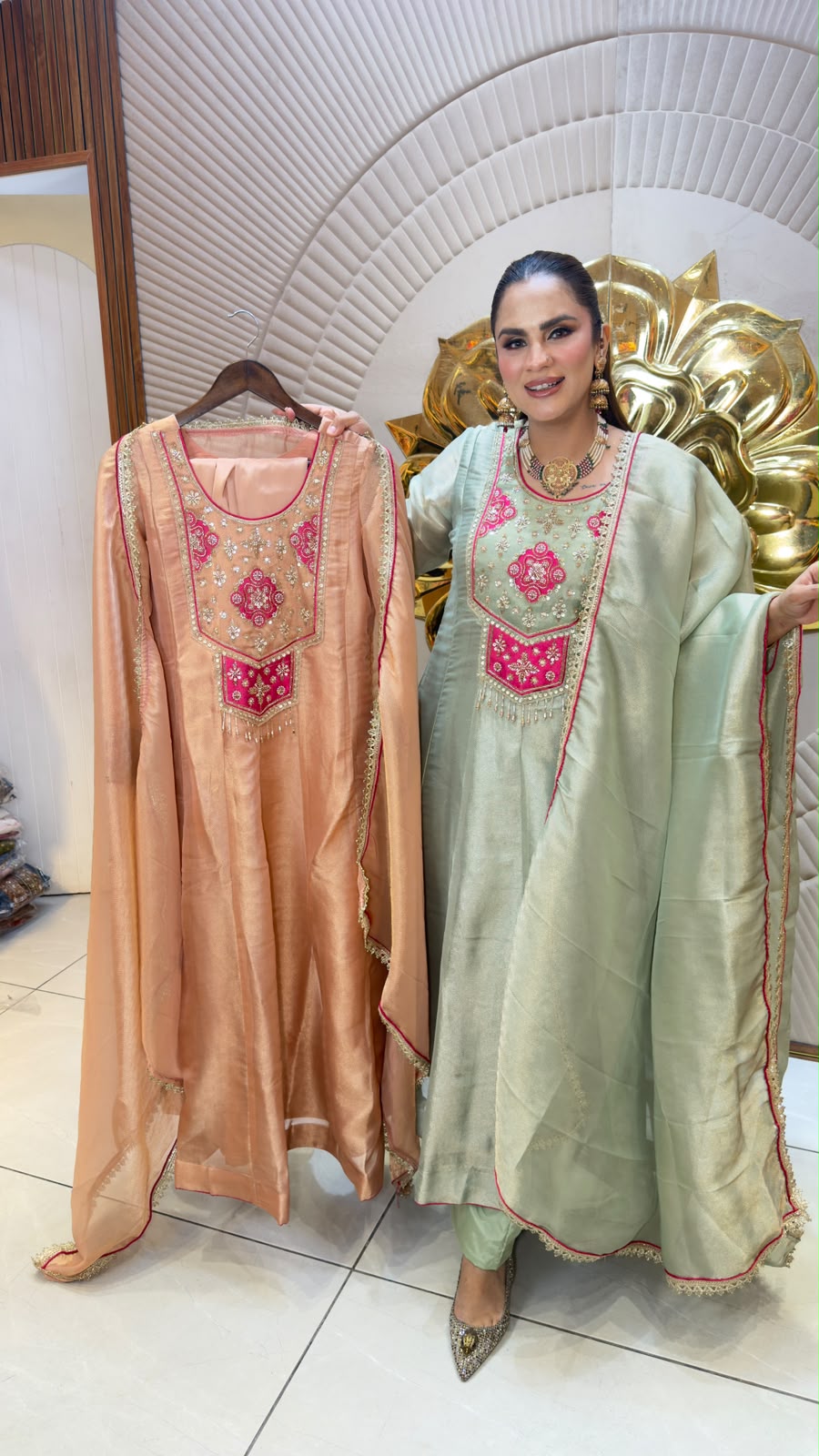 Beautiful tissue Anarkali suit set pc3329