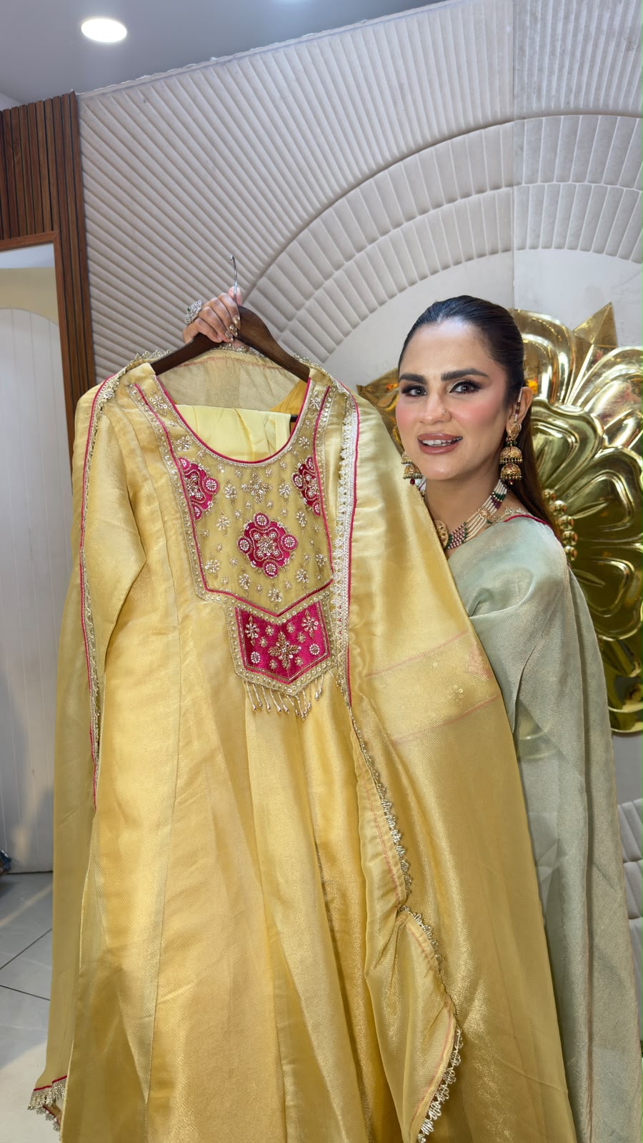 Beautiful tissue Anarkali suit set pc3329