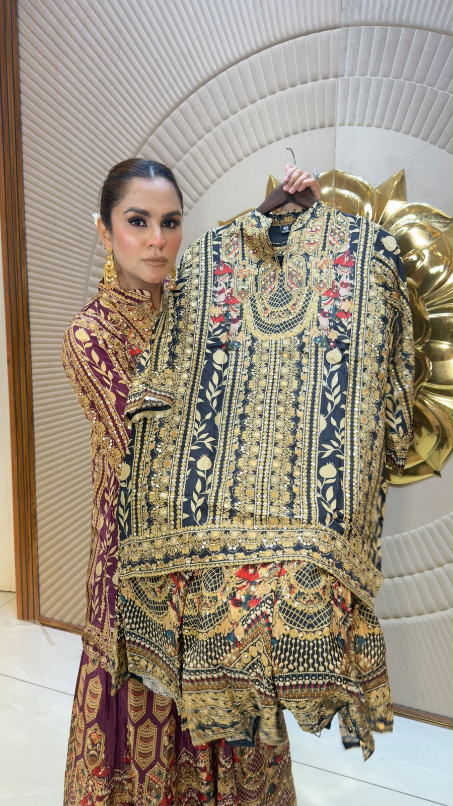 Beautiful embellished ethnic kurta and sharara/palazzo set pc3343