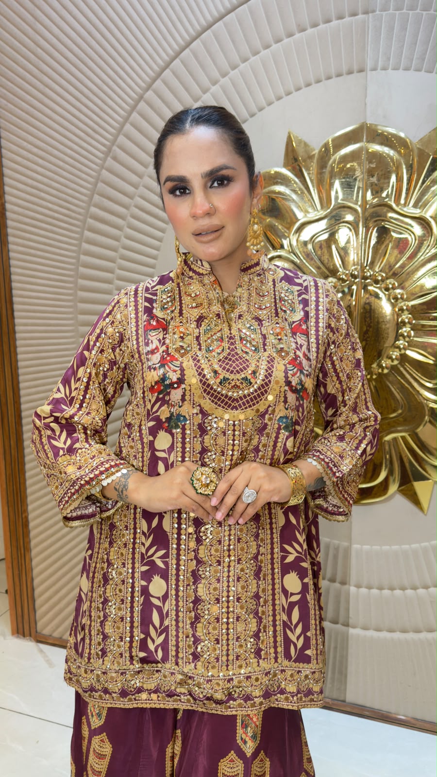 Beautiful embellished ethnic kurta and sharara/palazzo set pc3343