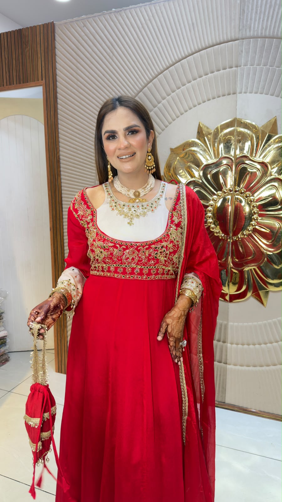 Elegant embroidered Anarkali suit paired with a matching dupatta and festive embellishments PC3359