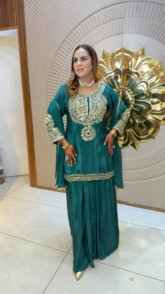 Elegant  mirror-work and embroidery ethnic suit set  PC3363