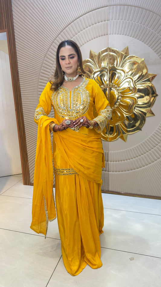 Elegant  mirror-work and embroidery ethnic suit set  PC3363