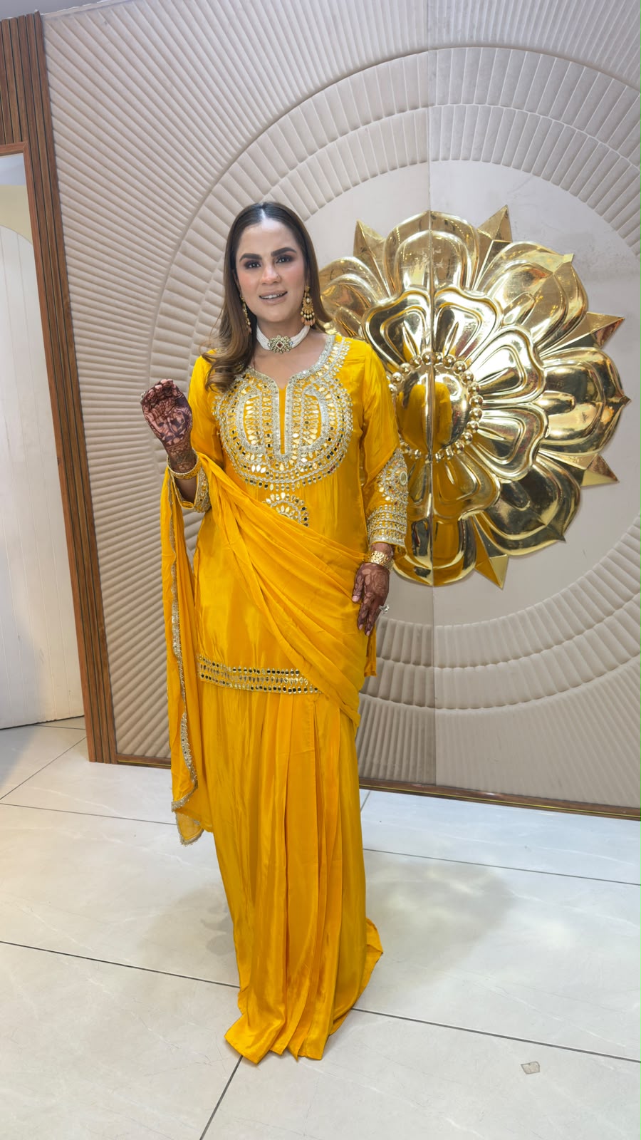 Elegant  mirror-work and embroidery ethnic suit set  PC3363