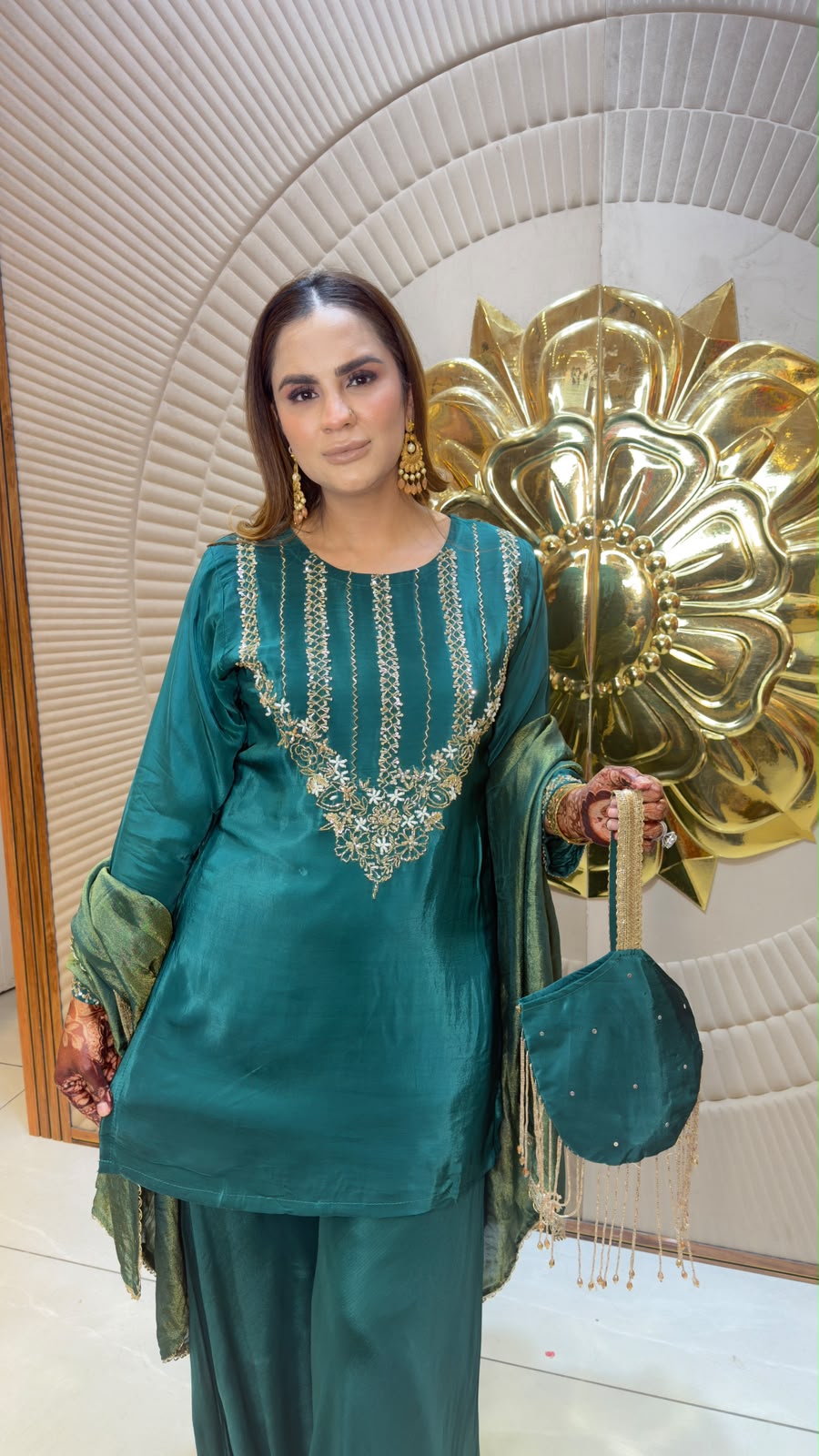 Elegant ethnic ensemble or embroidered kurta matching palazzo PC3365