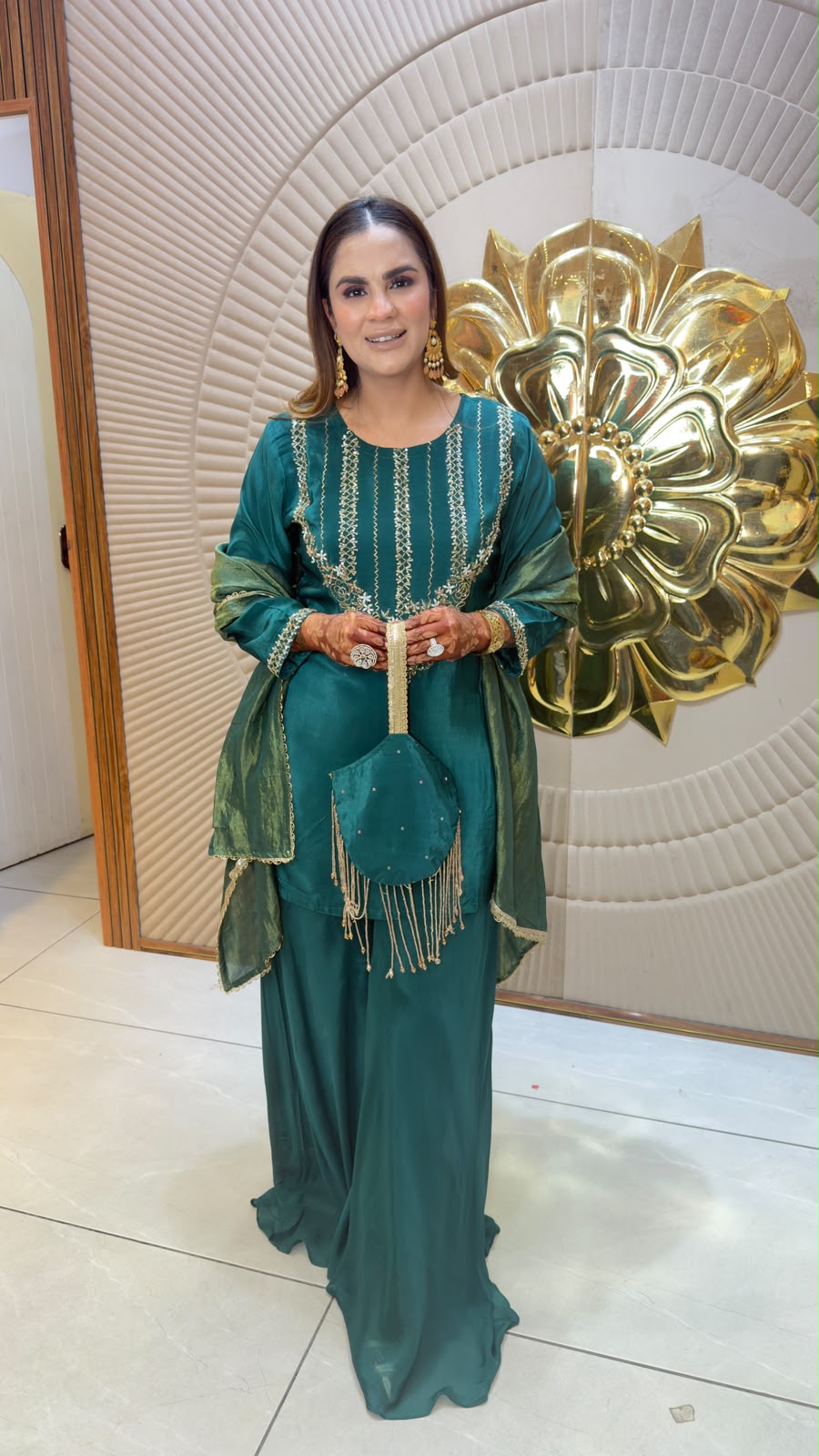 Elegant ethnic ensemble or embroidered kurta matching palazzo PC3365