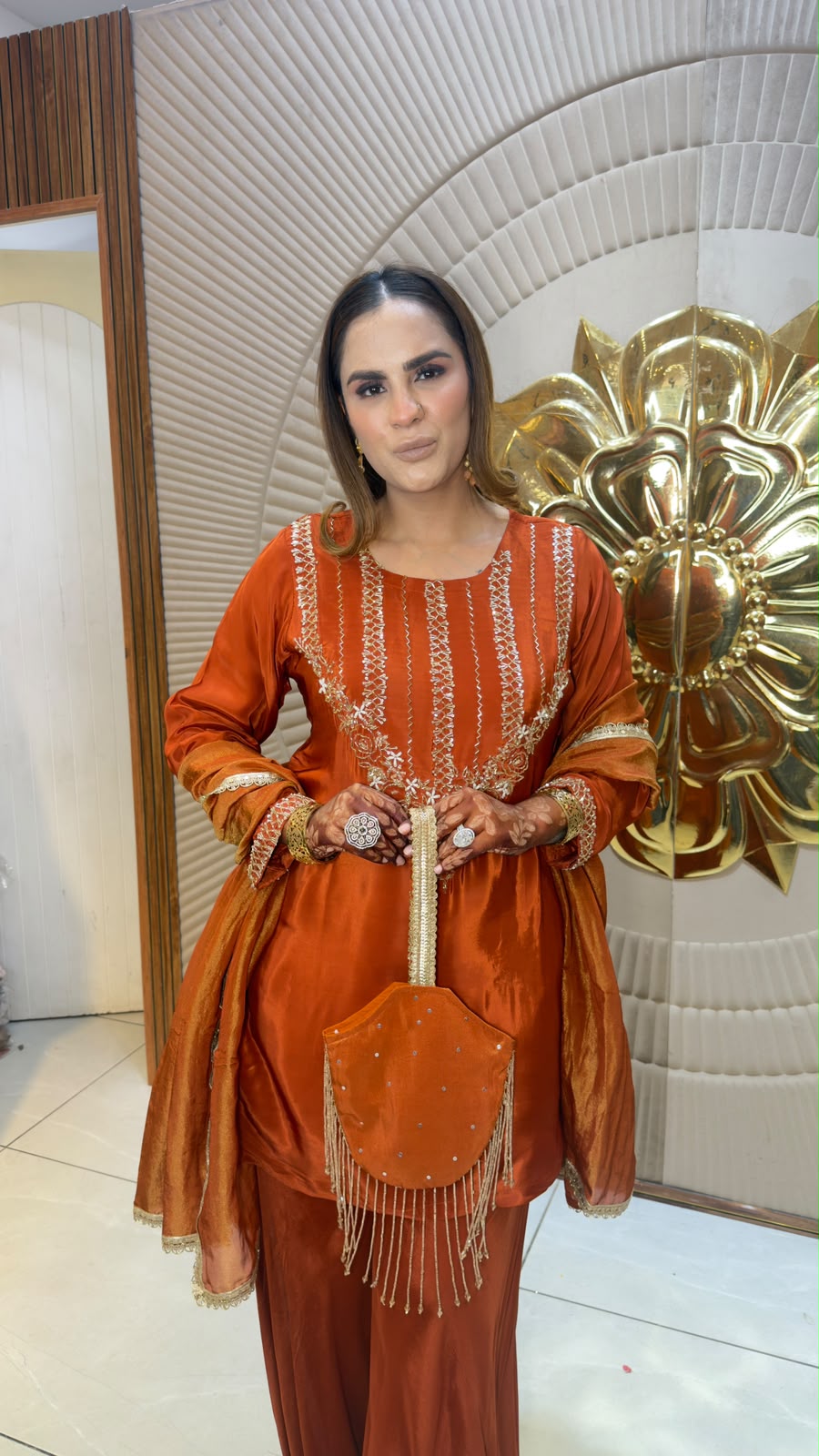 Elegant ethnic ensemble or embroidered kurta matching palazzo PC3365