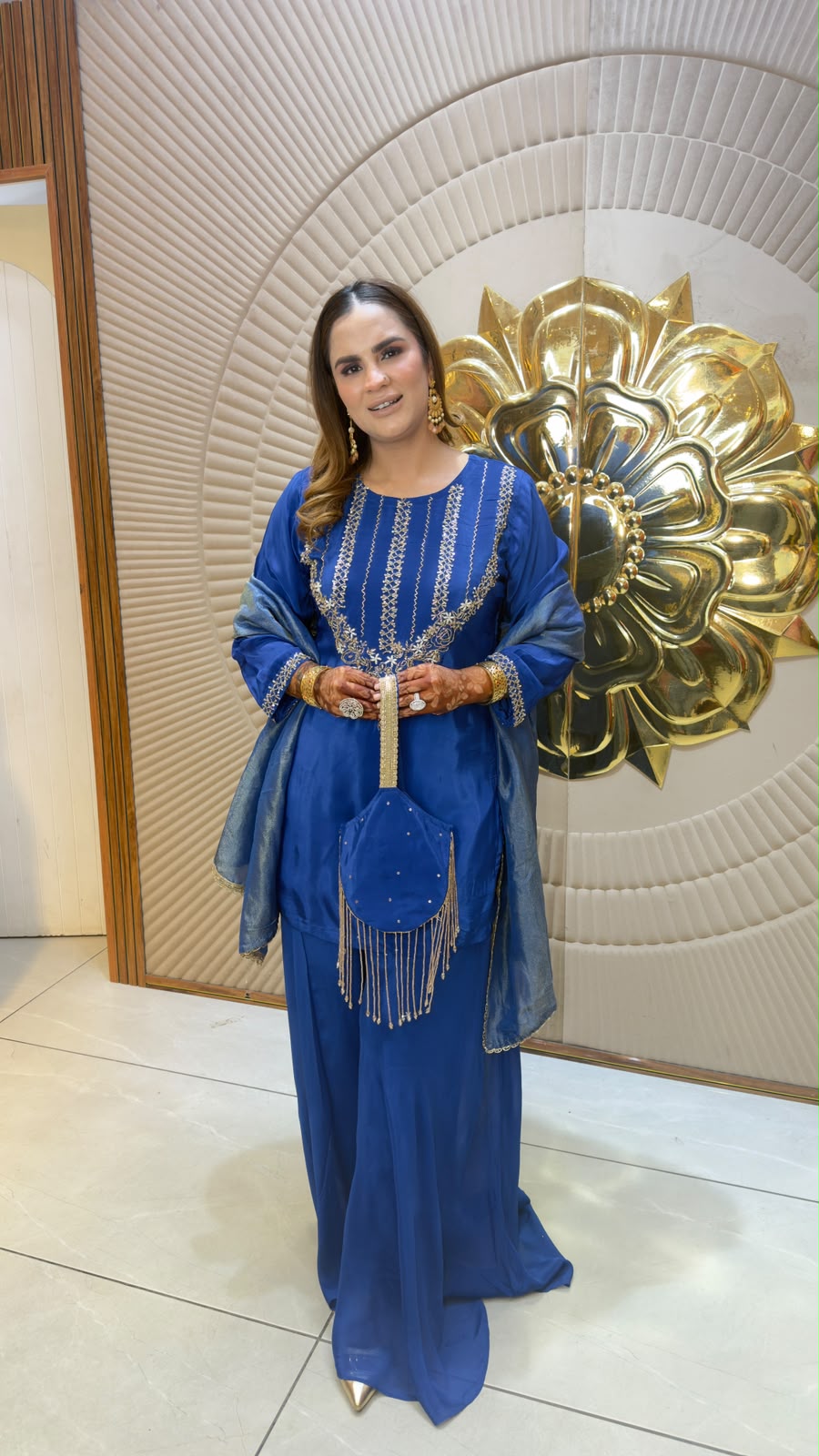 Elegant ethnic ensemble or embroidered kurta matching palazzo PC3365