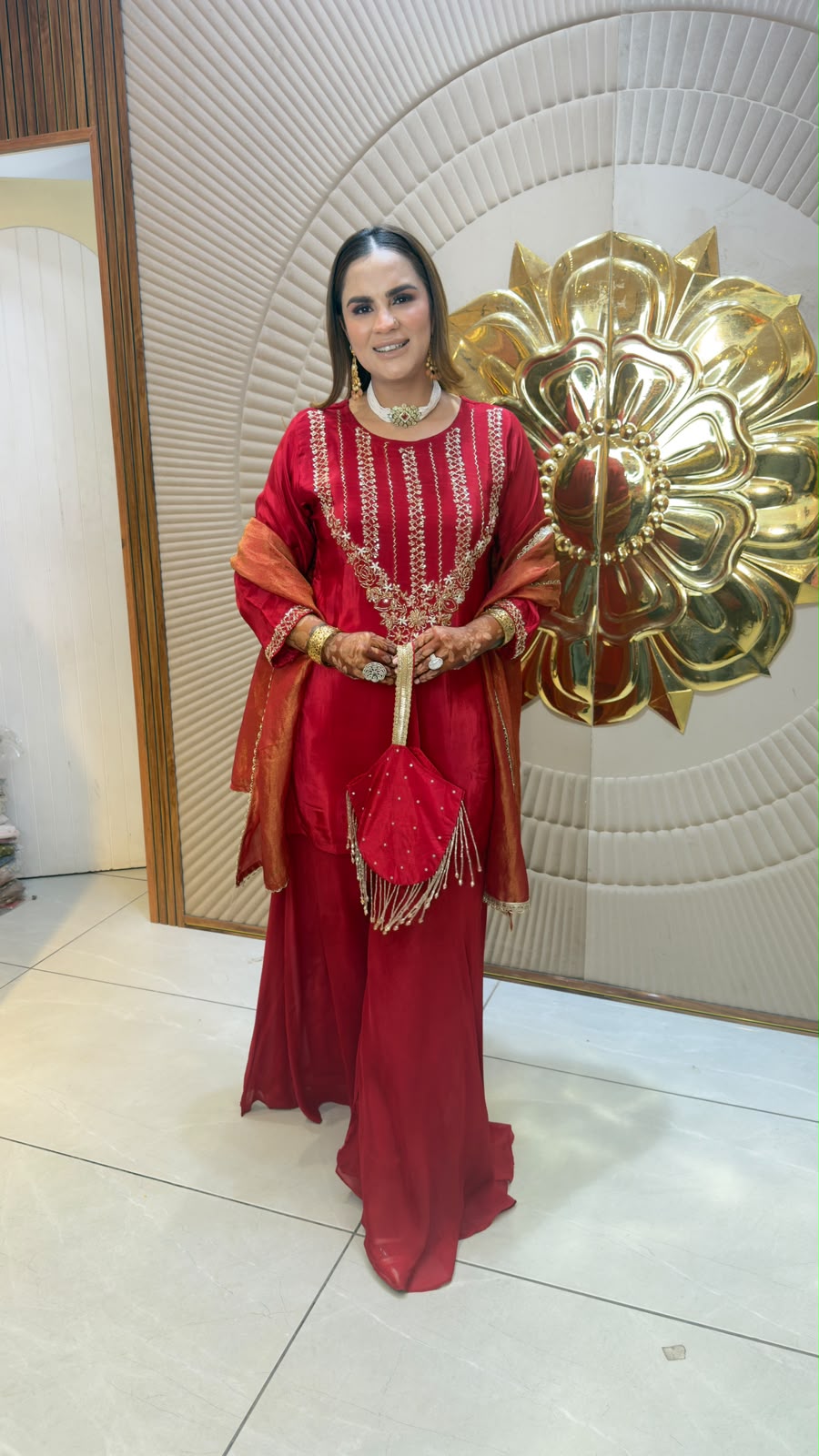 Elegant ethnic ensemble or embroidered kurta matching palazzo PC3365