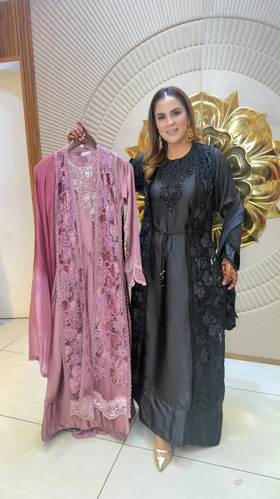 Beautiful  two-piece front-open abaya set  pc3370