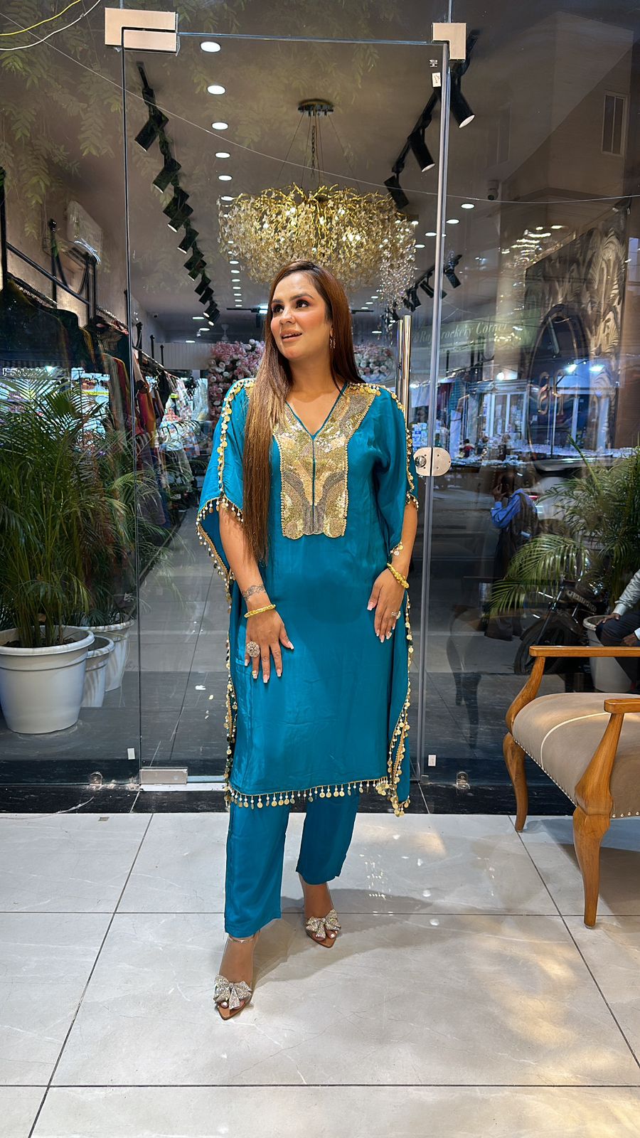 Designer Kaftan Suit With Beautiful Neck PC009