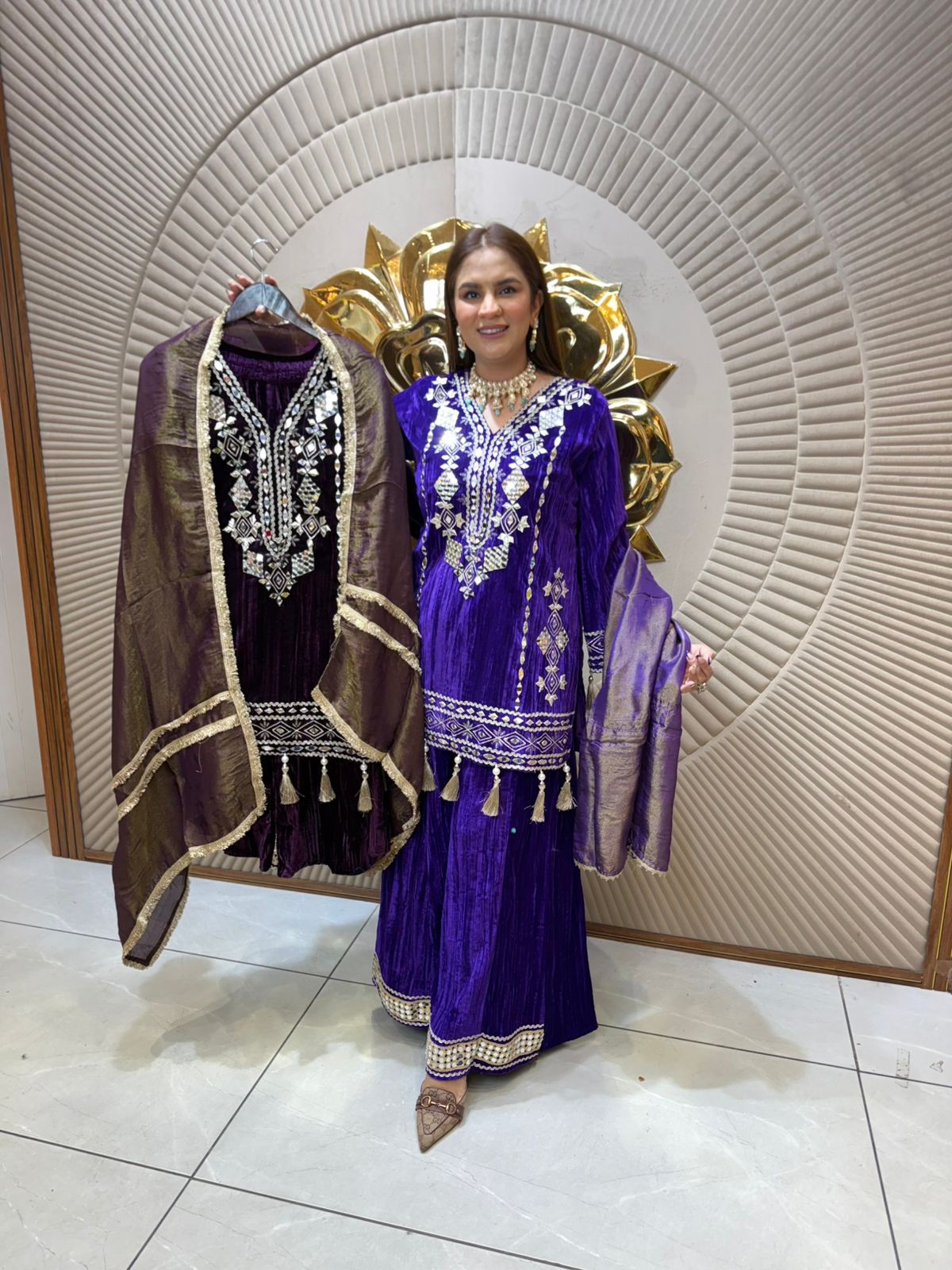 Elegant Suit With Lace Work PC2286