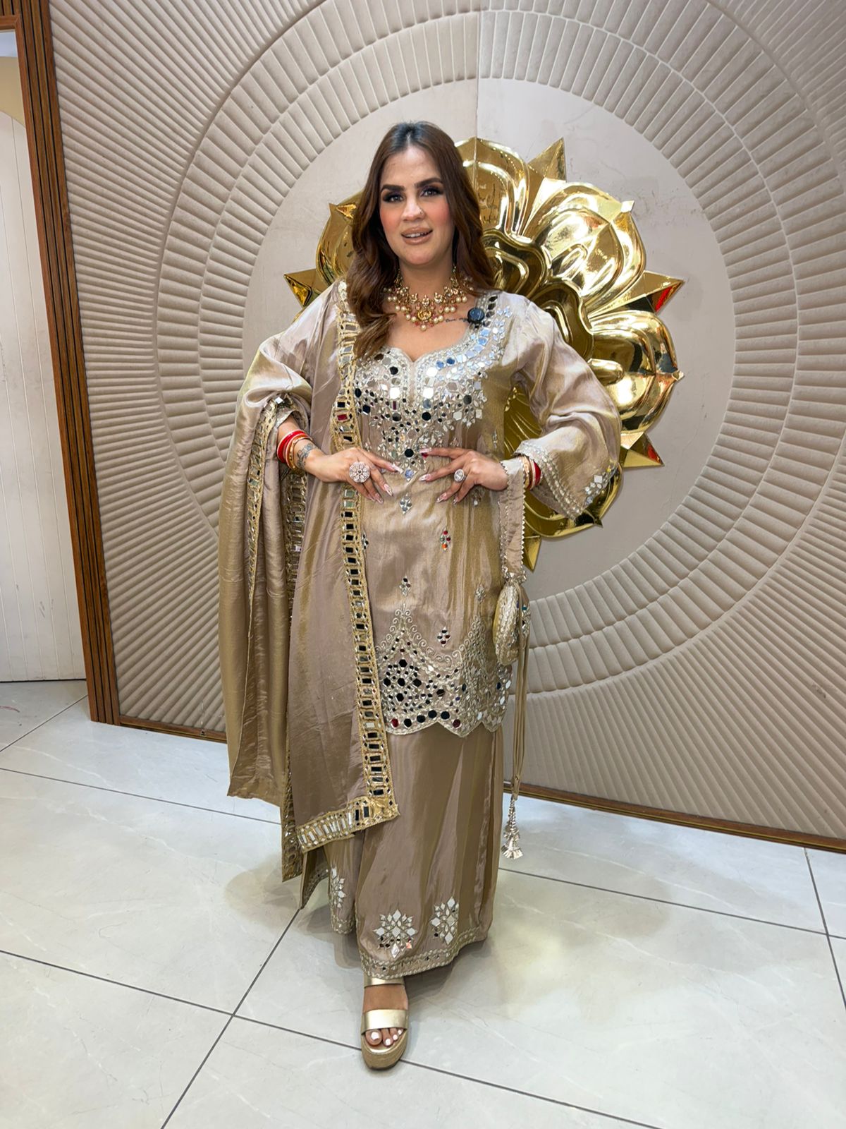 Elegant Suit With Mirror Work PC2667