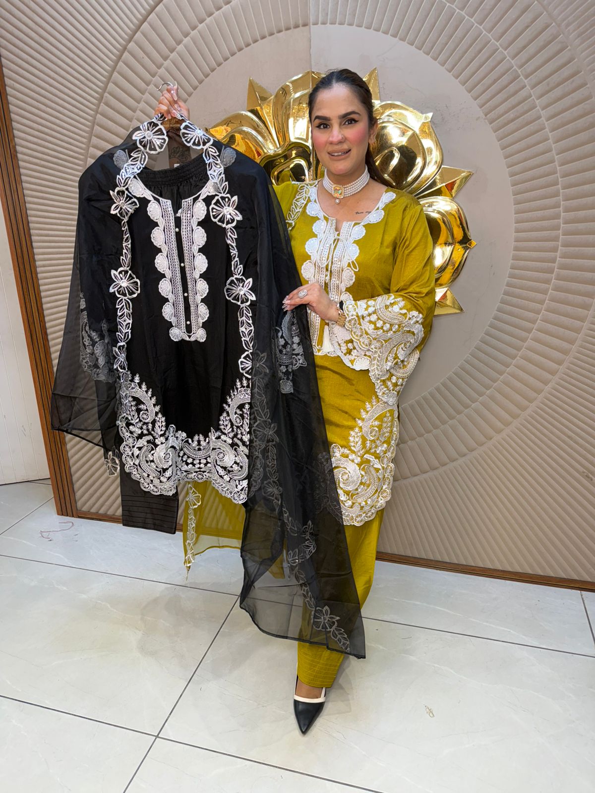 Elegant Suit With Net Dupatta PC2715