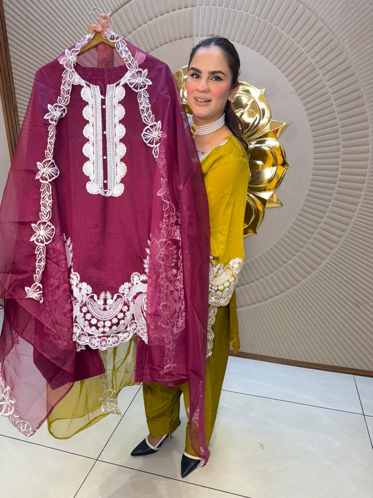 Elegant Suit With Net Dupatta PC2715