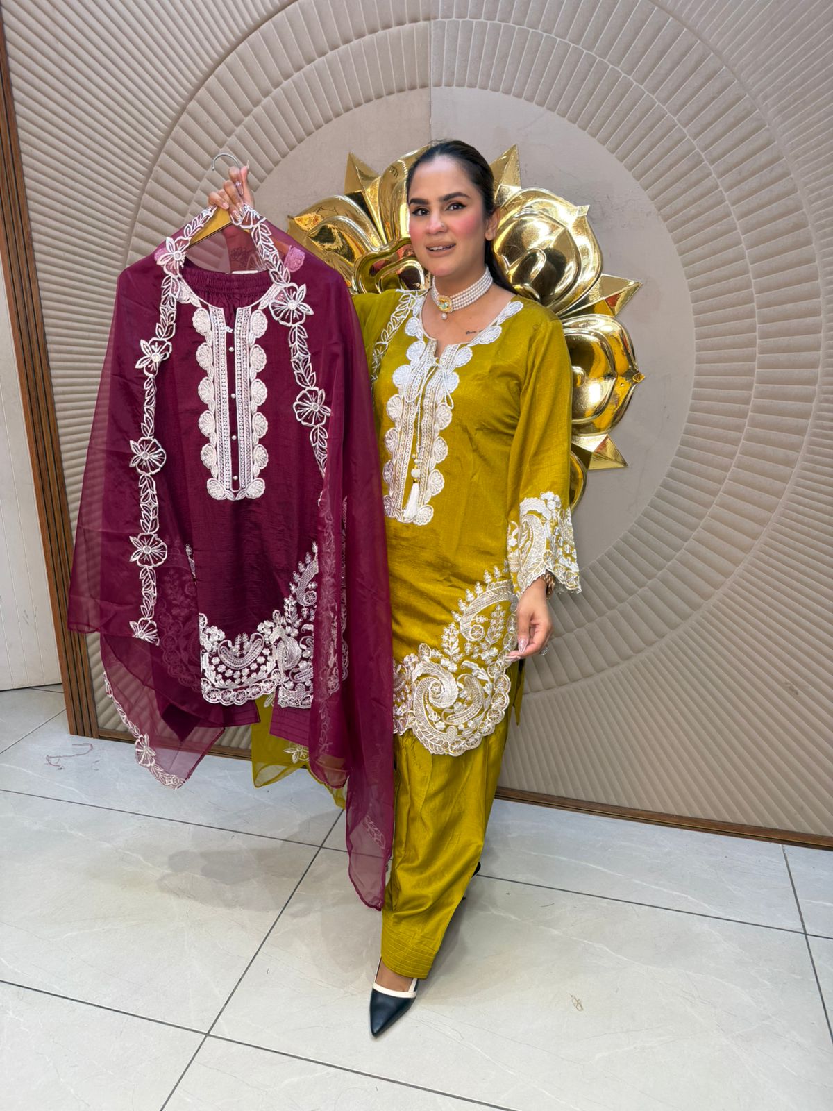 Elegant Suit With Net Dupatta PC2715