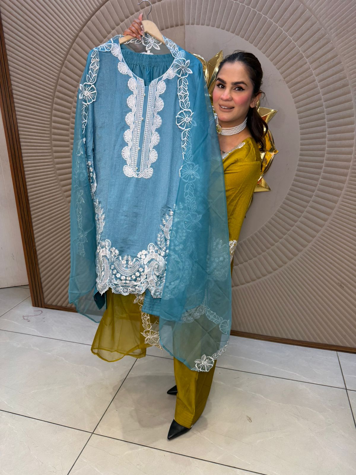 Elegant Suit With Net Dupatta PC2715