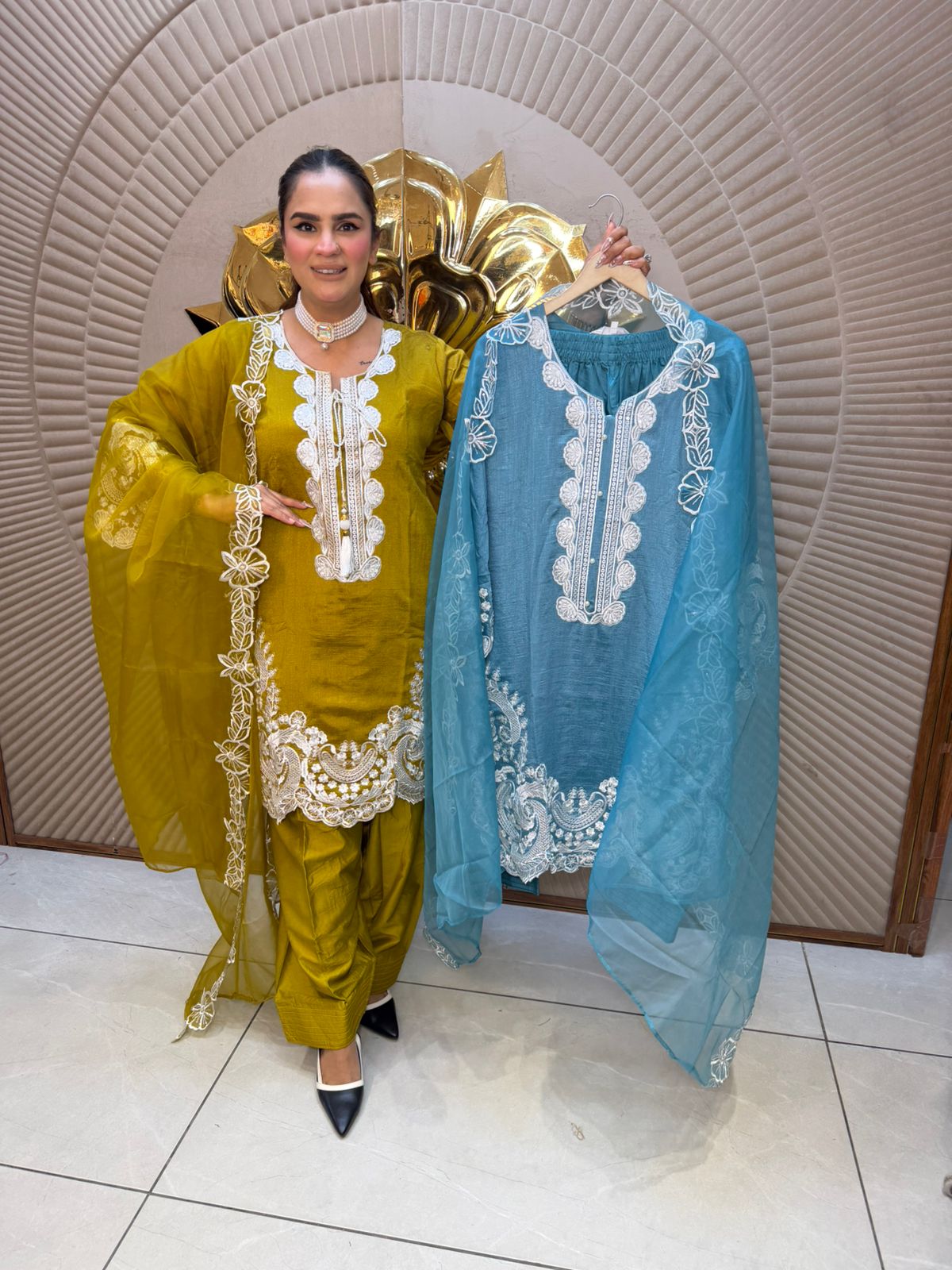 Elegant Suit With Net Dupatta PC2715