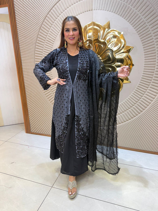 Elegant Partywear Full Sleeve Suit With Net Dupatta PC2557