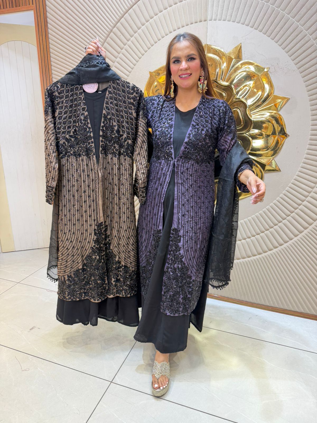 Elegant Partywear Full Sleeve Suit With Net Dupatta PC2557