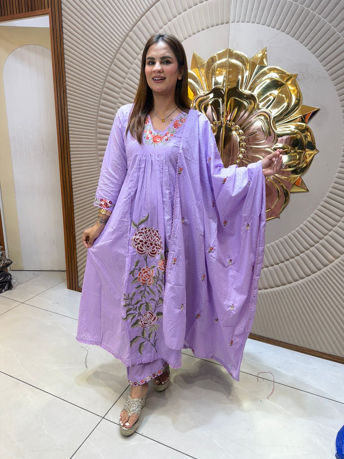 Elegant Long Suit With Threadwork  PC2546