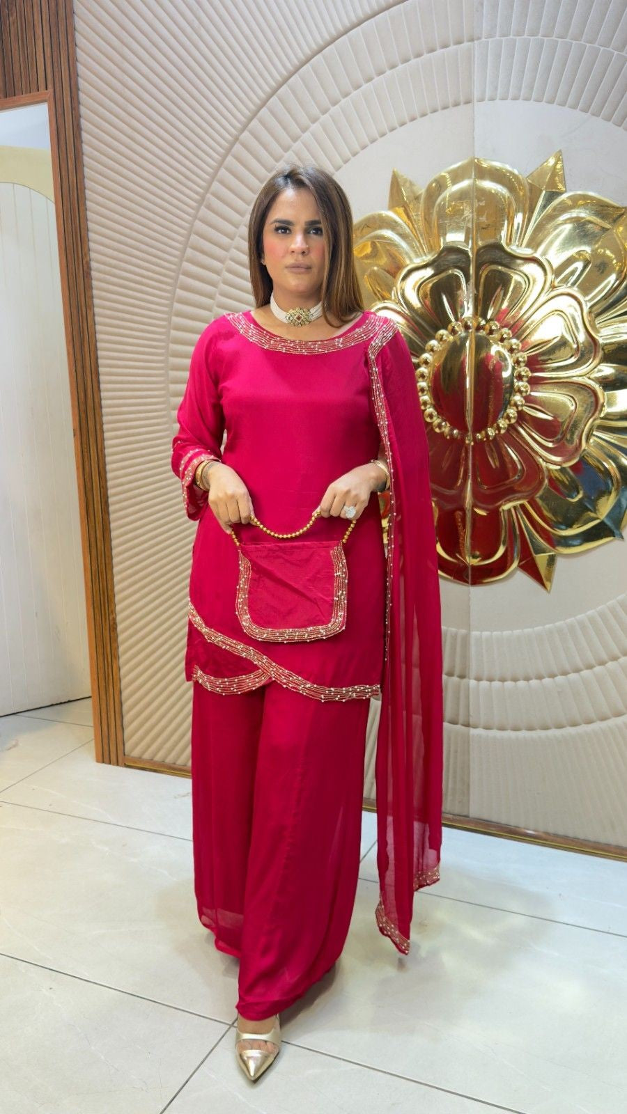 Beutiful elegant suit cordset with potli pc3809