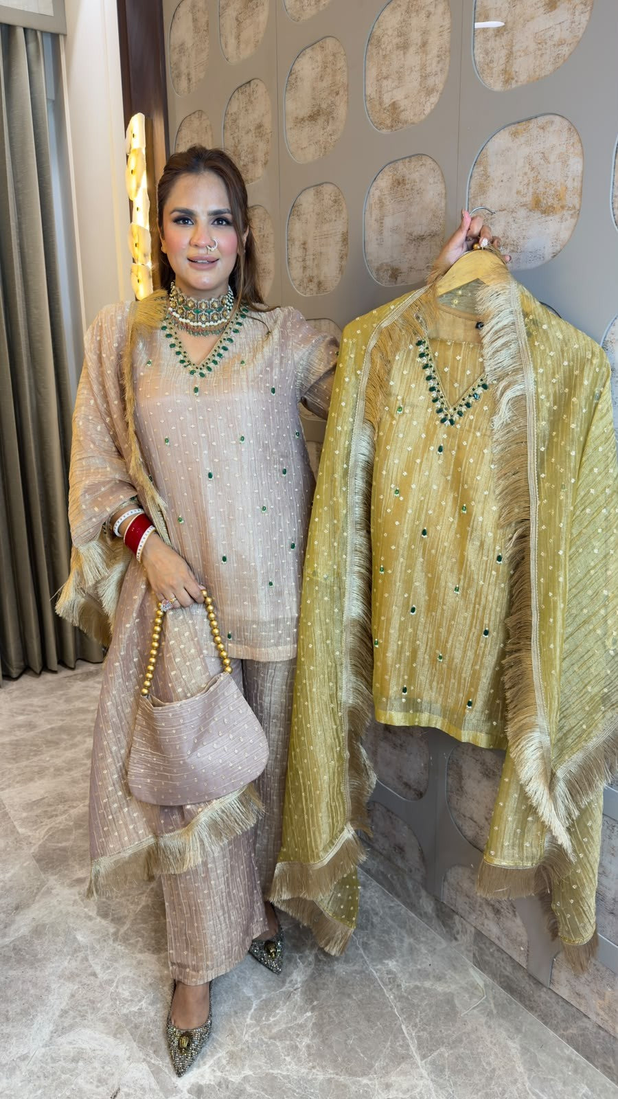 Beutiful elegant partywear suit with potli pc3354