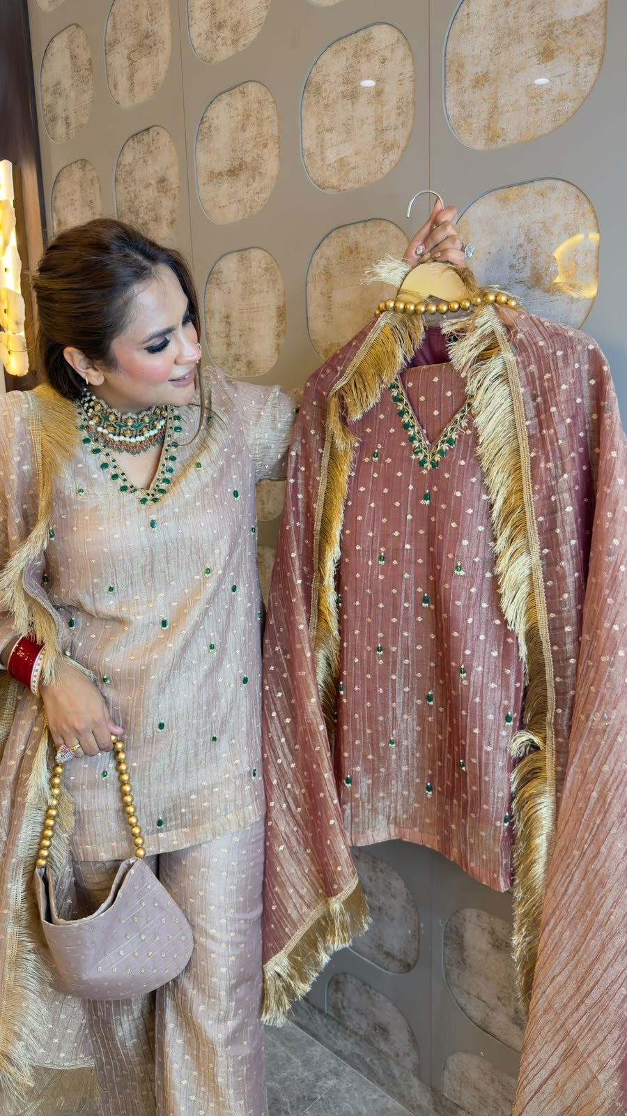 Beutiful elegant partywear suit with potli pc3354