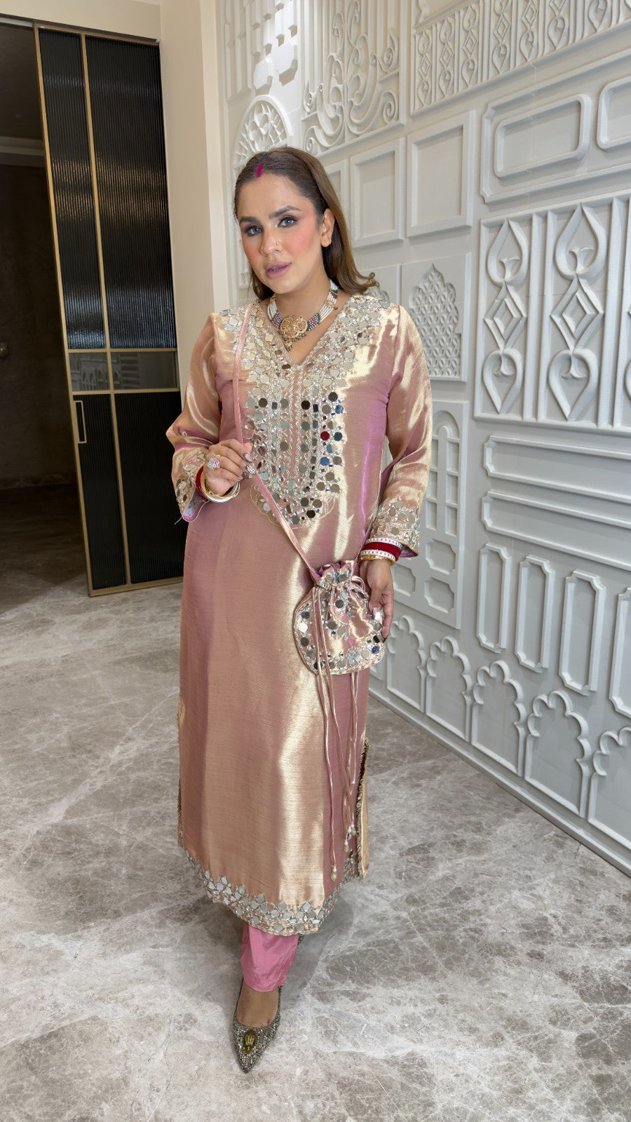 Beutiful elegant partywear cordset with potli pc3370