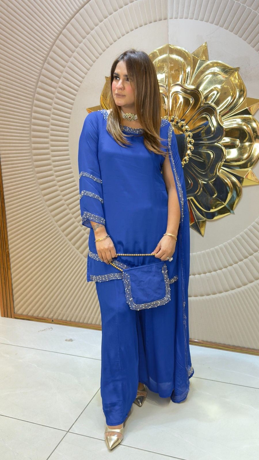 Beutiful elegant suit cordset with potli pc3809
