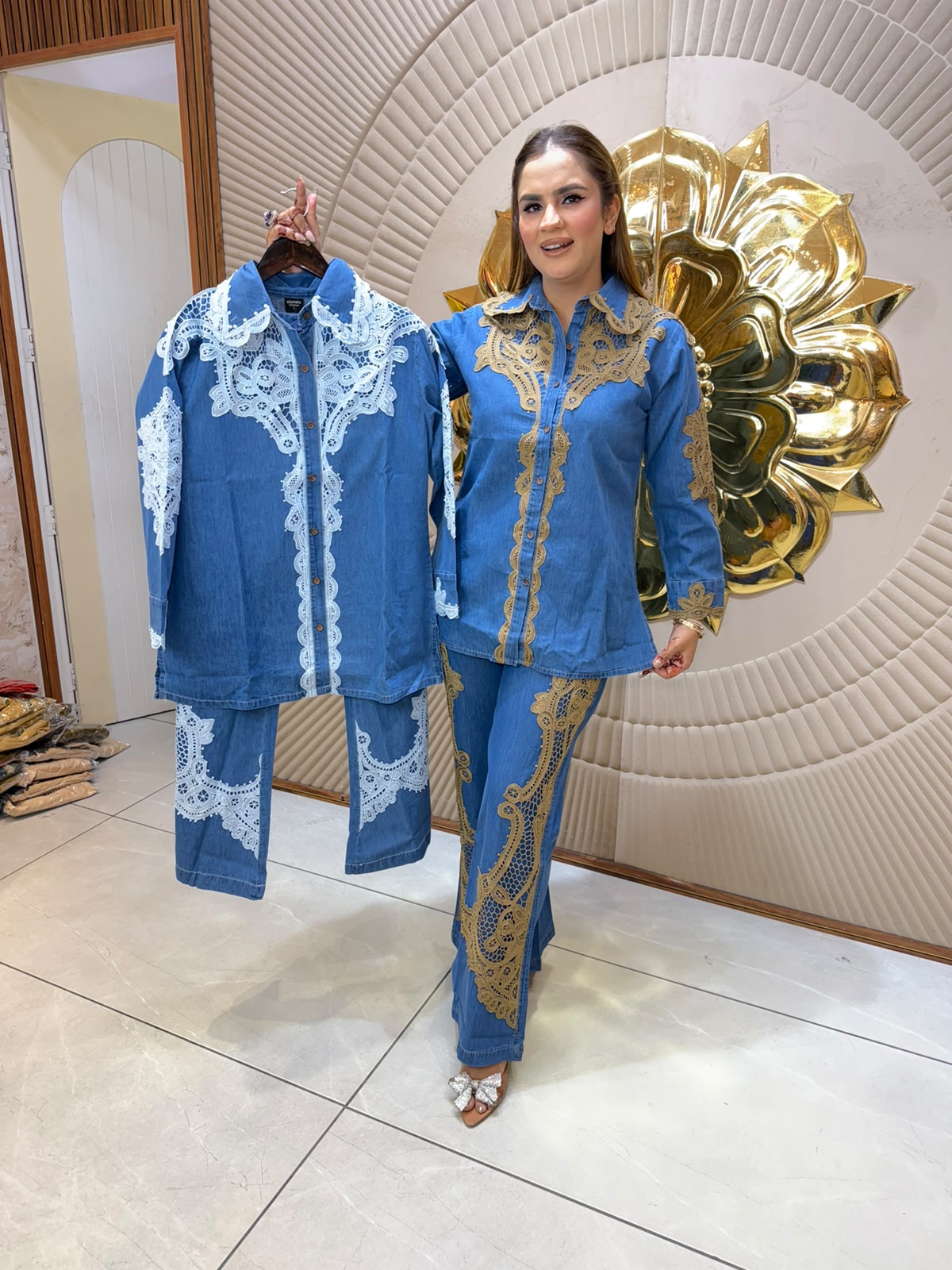Beutiful elegant denim cordset pc3150