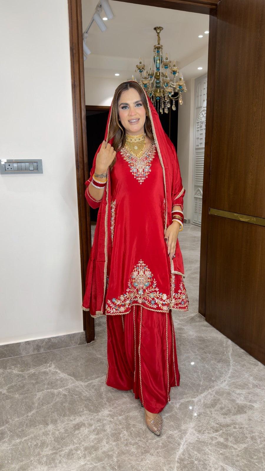 Beutiful elegant hand embroidred work suit pc3398