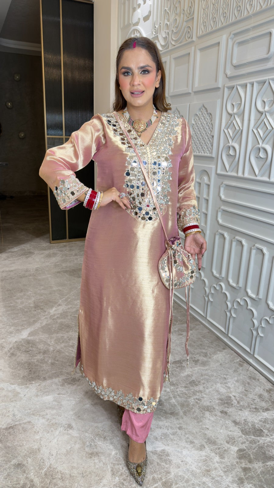 Beutiful elegant partywear cordset with potli pc3370