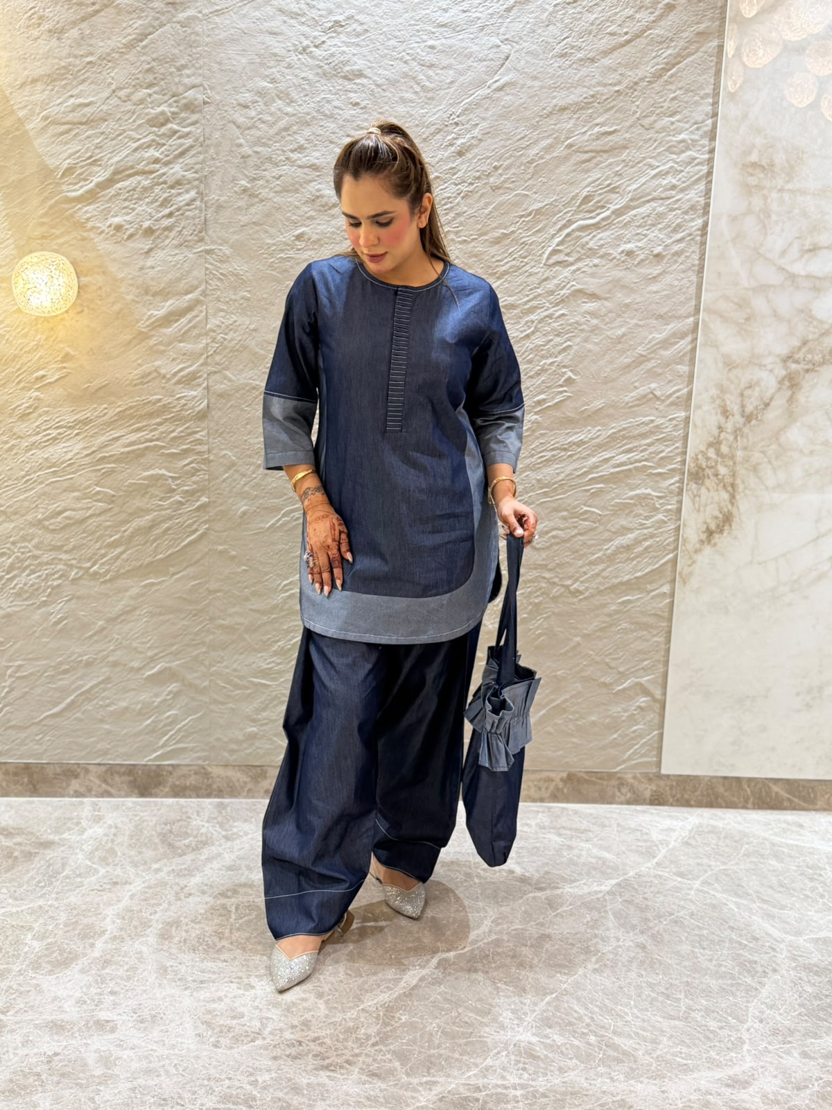 Beutiful elegant denim cordset pc3147