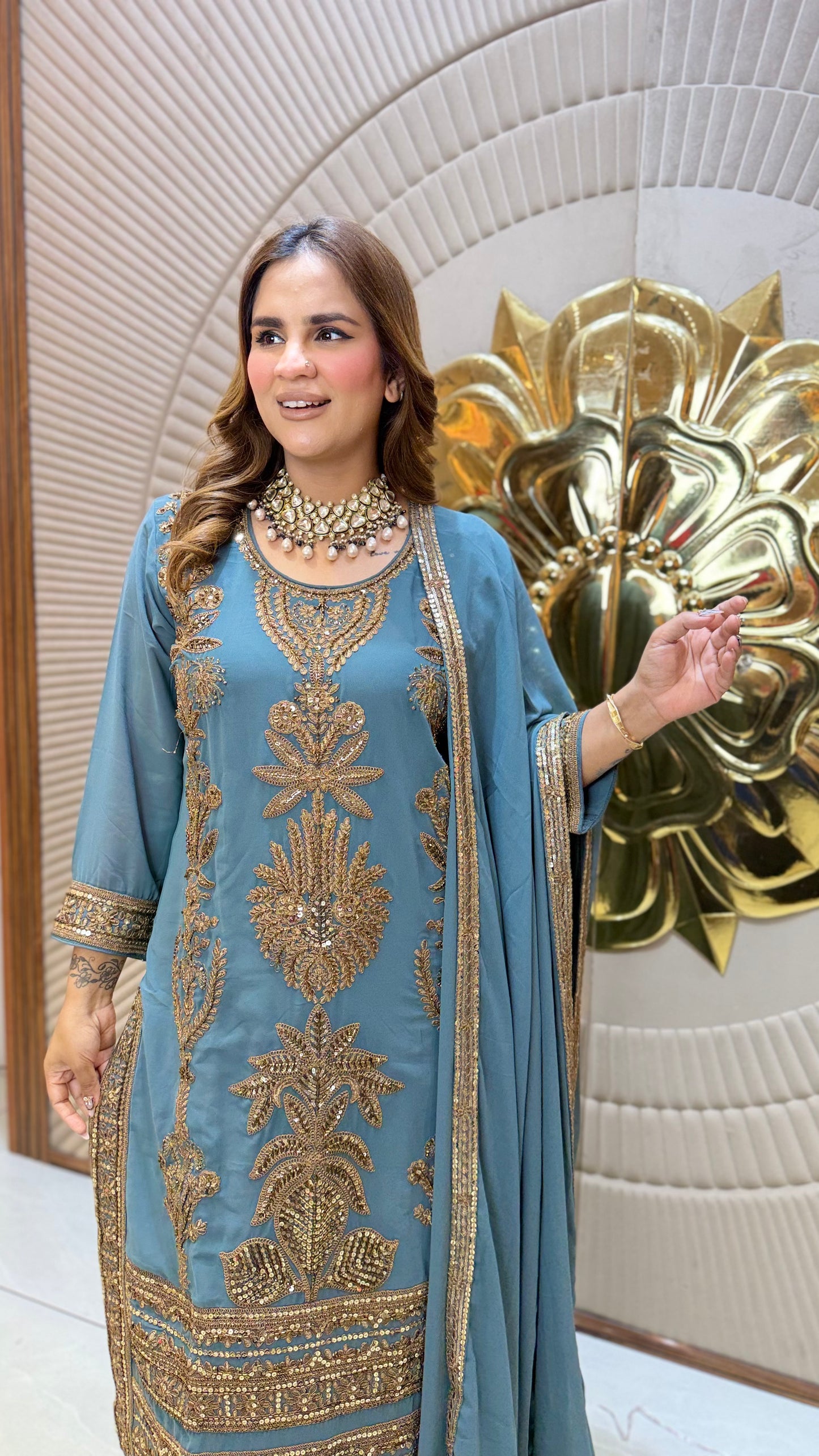 Beutiful elegant partywear suit pc3665