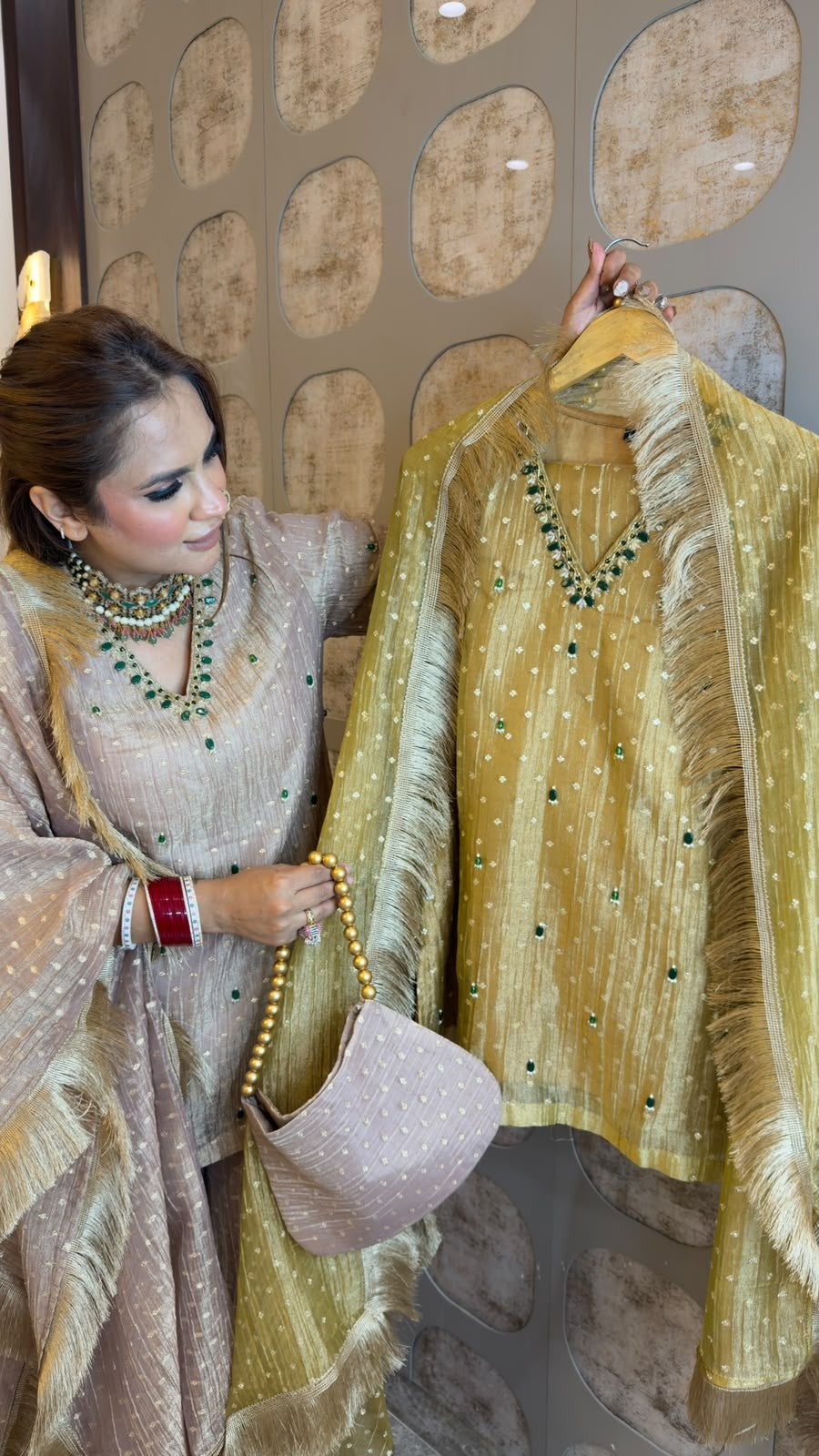 Beutiful elegant partywear suit with potli pc3354