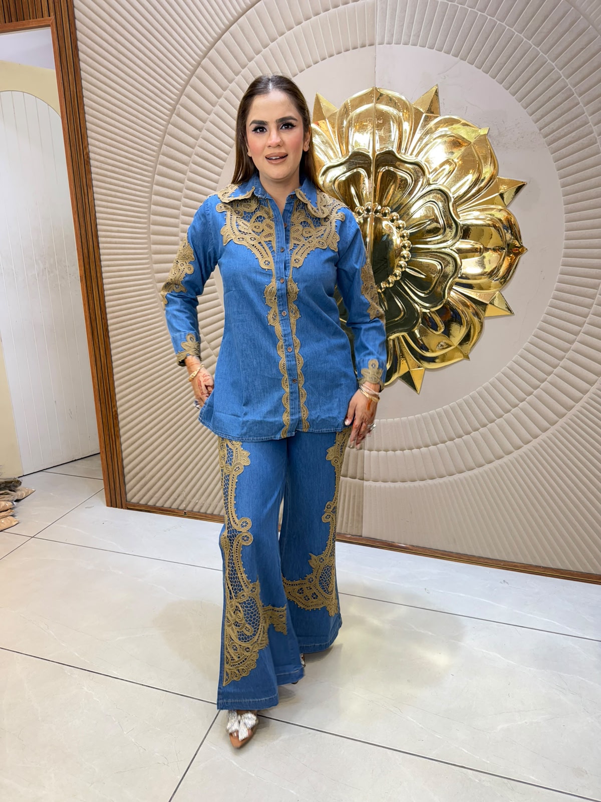 Beutiful elegant denim cordset pc3150