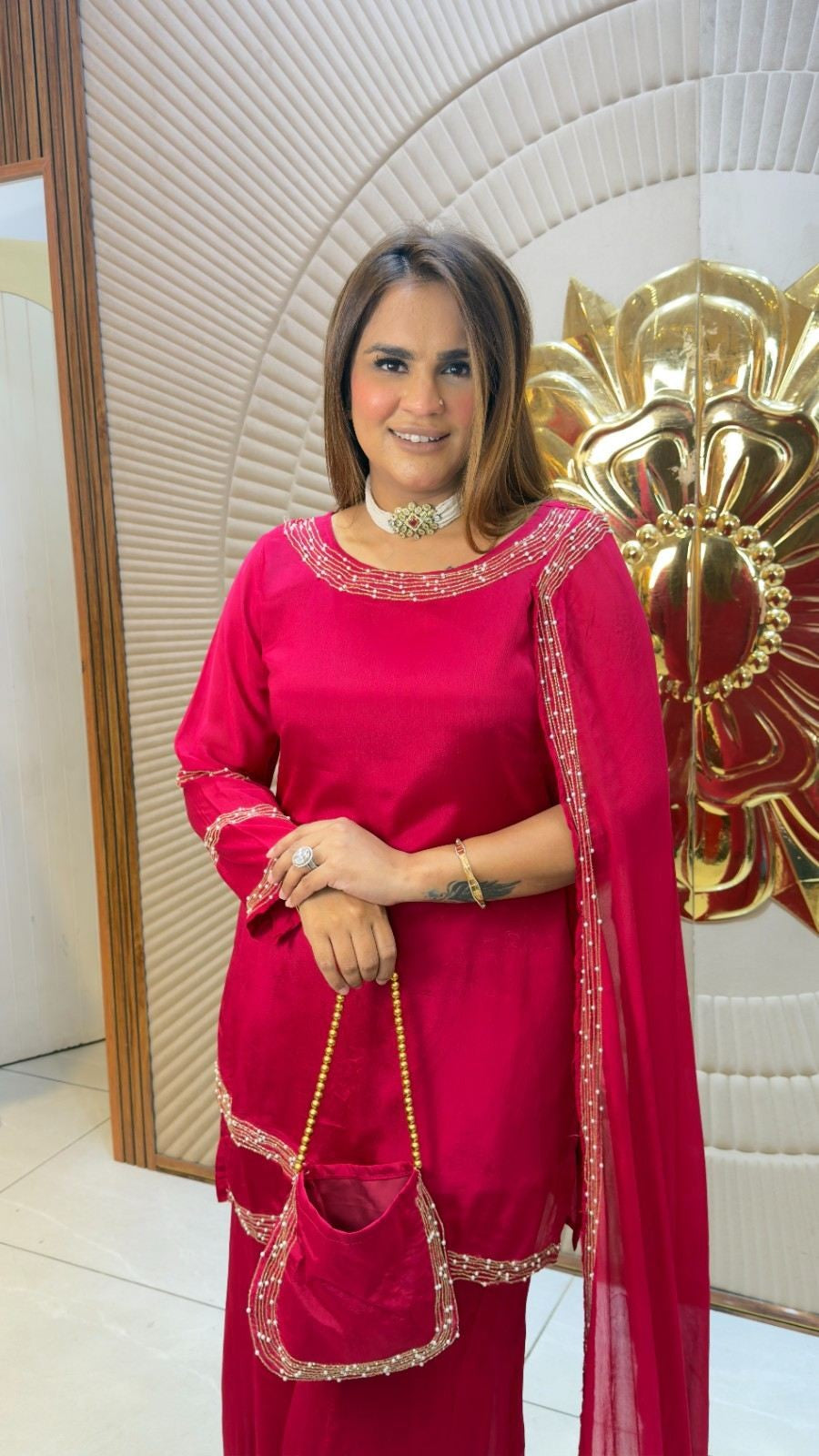 Beutiful elegant suit cordset with potli pc3809