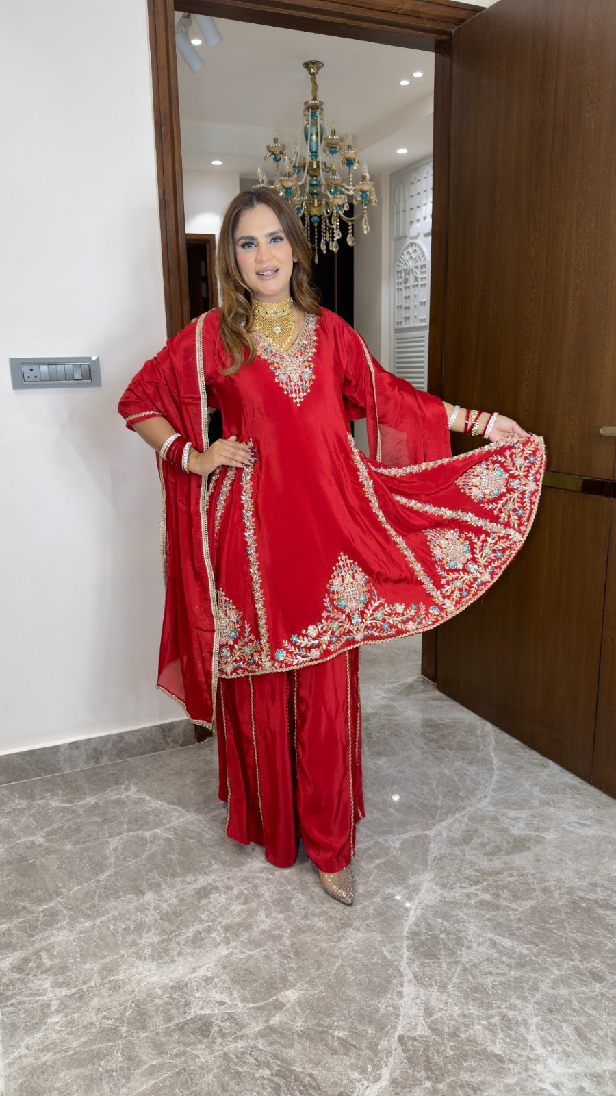 Beutiful elegant hand embroidred work suit pc3398