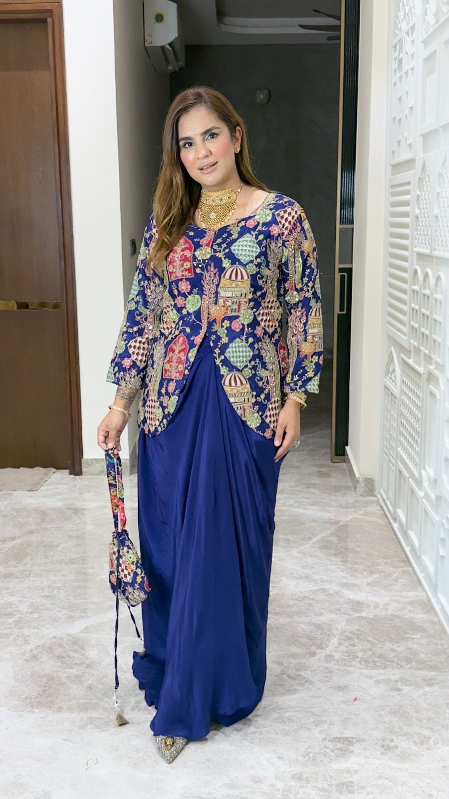 Printed Indo-western set PC3754
