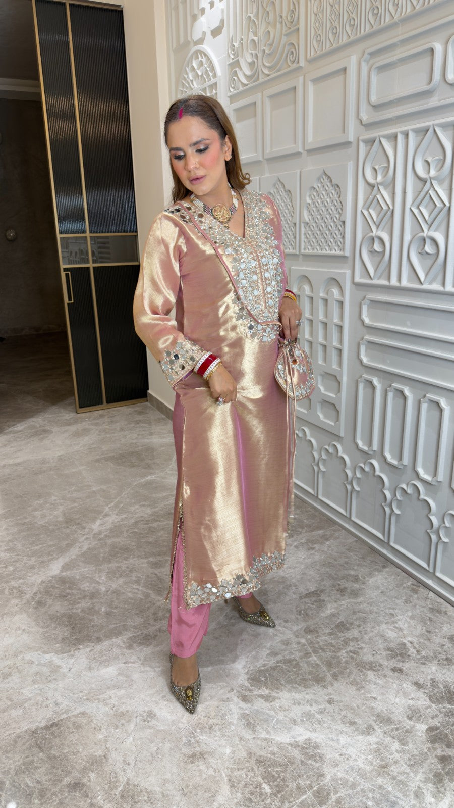 Beutiful elegant partywear cordset with potli pc3370