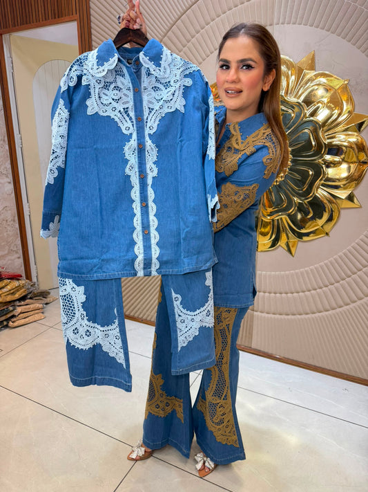 Beutiful elegant denim cordset pc3150