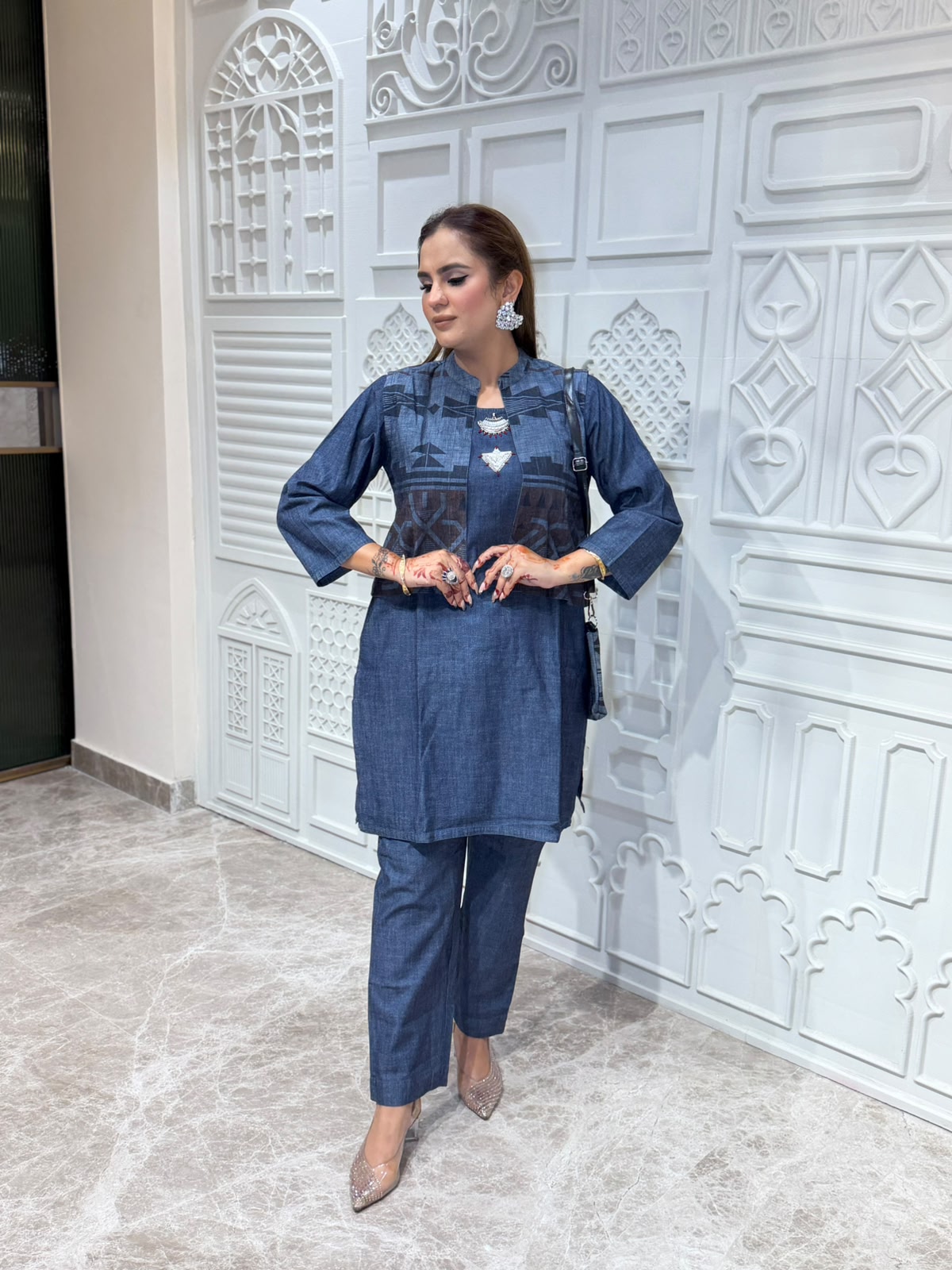 Beutiful elegant denim cordset pc3158