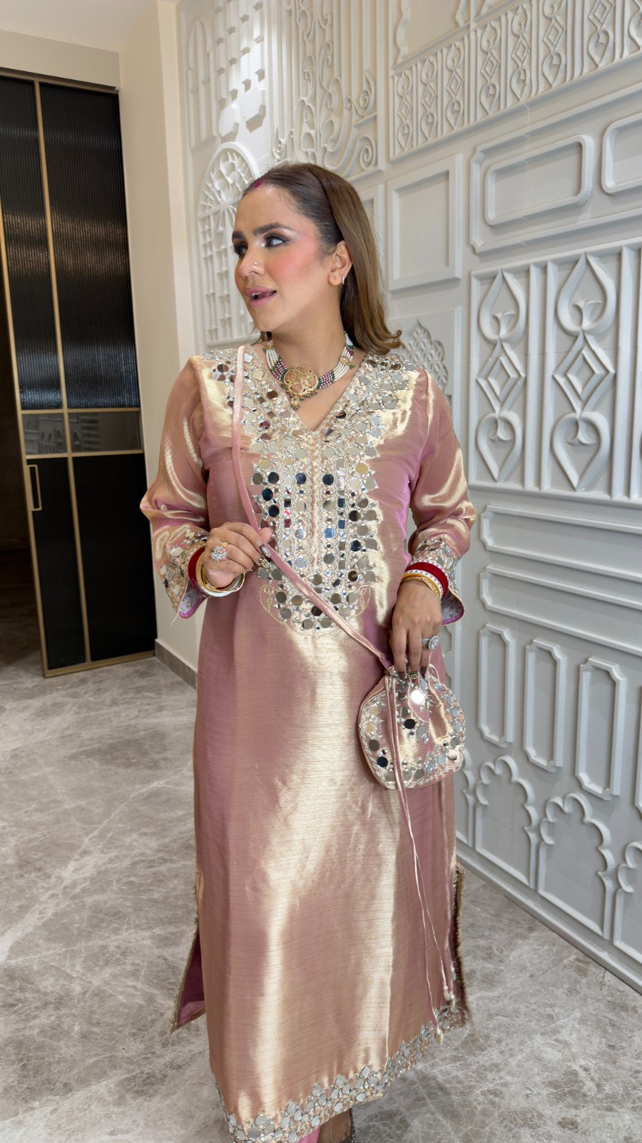 Beutiful elegant partywear cordset with potli pc3370
