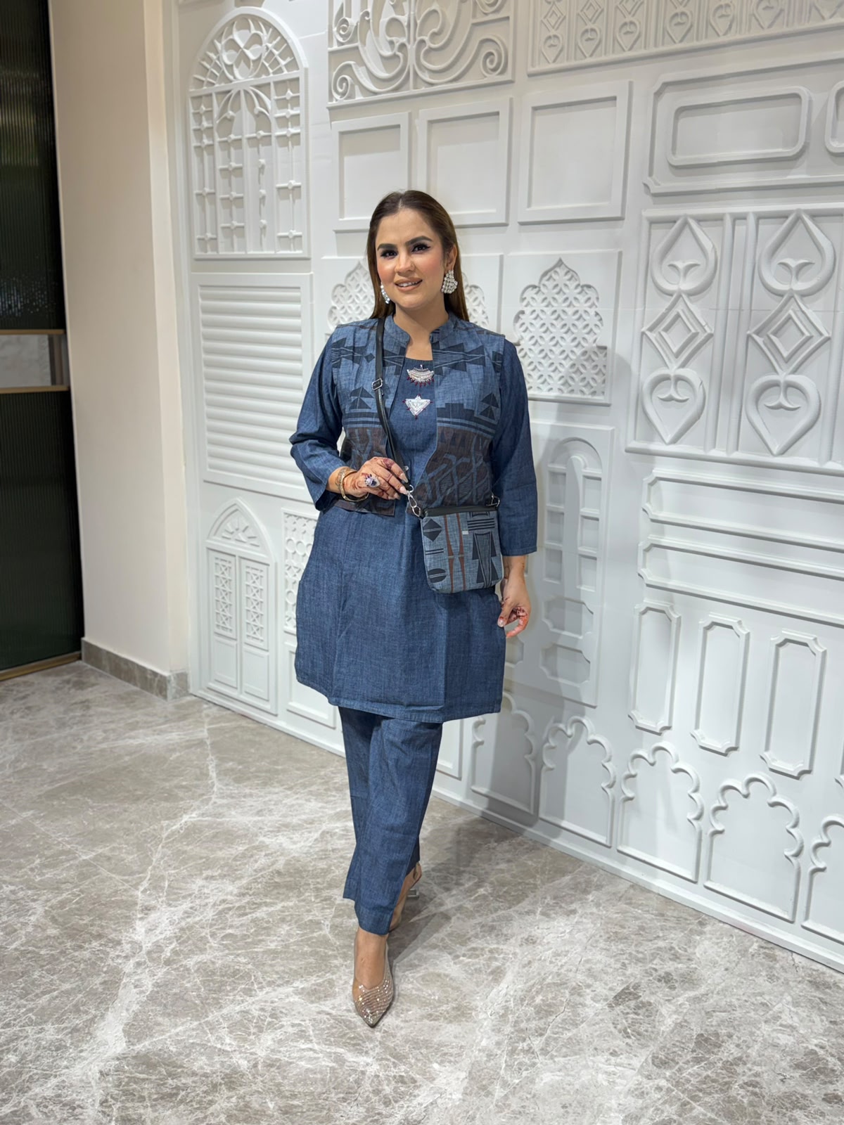 Beutiful elegant denim cordset pc3158