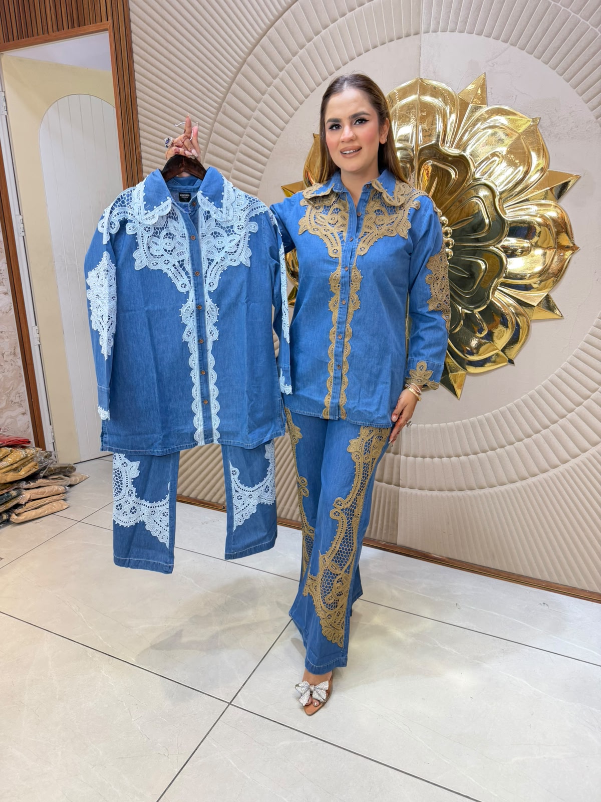 Beutiful elegant denim cordset pc3150