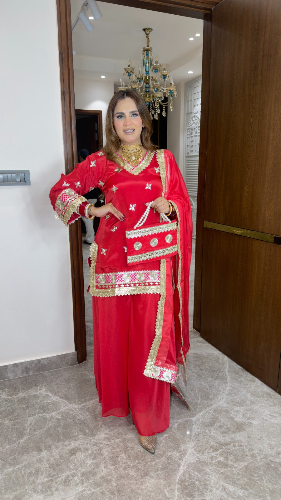 Beutiful elegant partywear suit pc with bag pc 3397