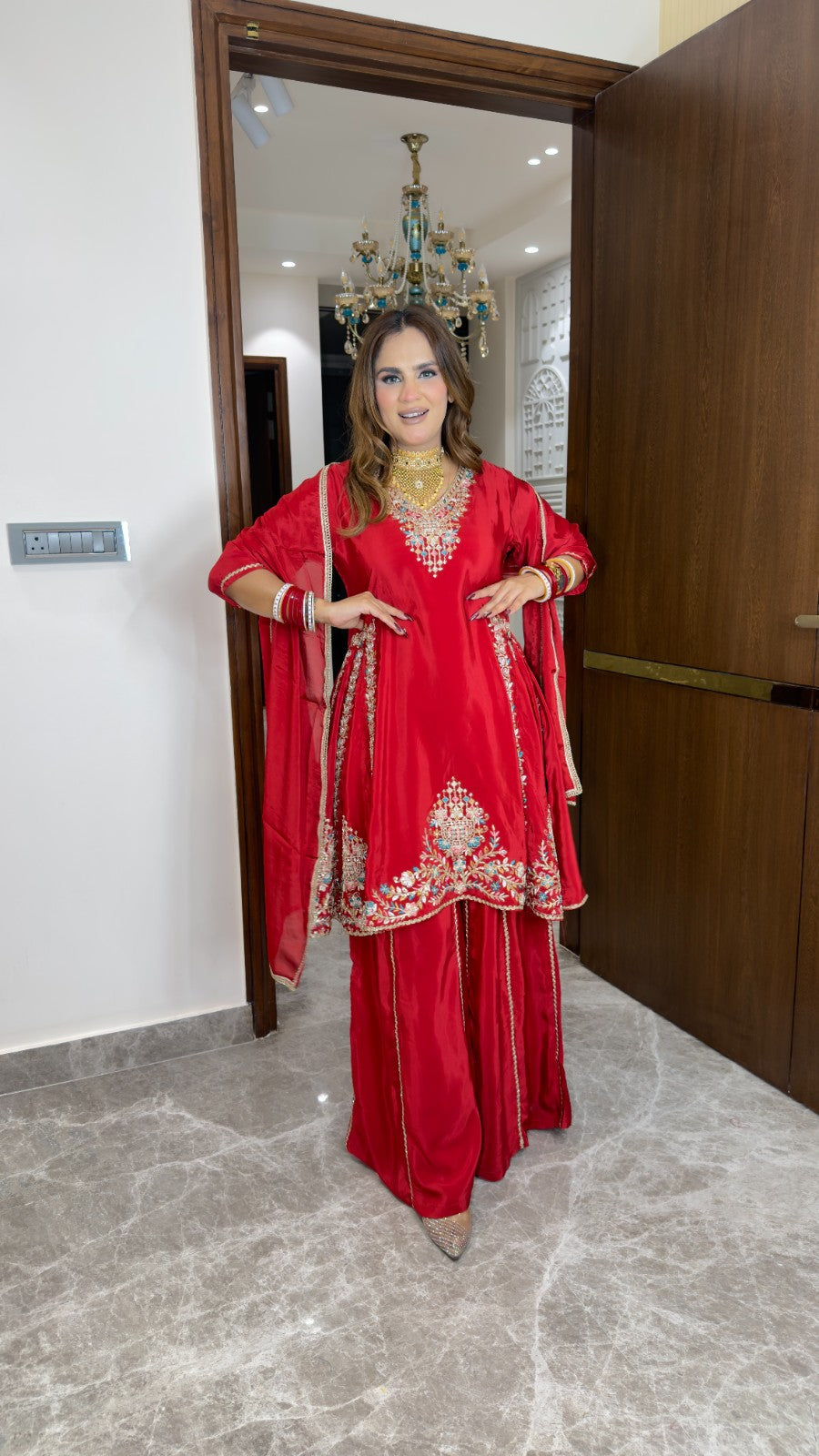 Beutiful elegant hand embroidred work suit pc3398